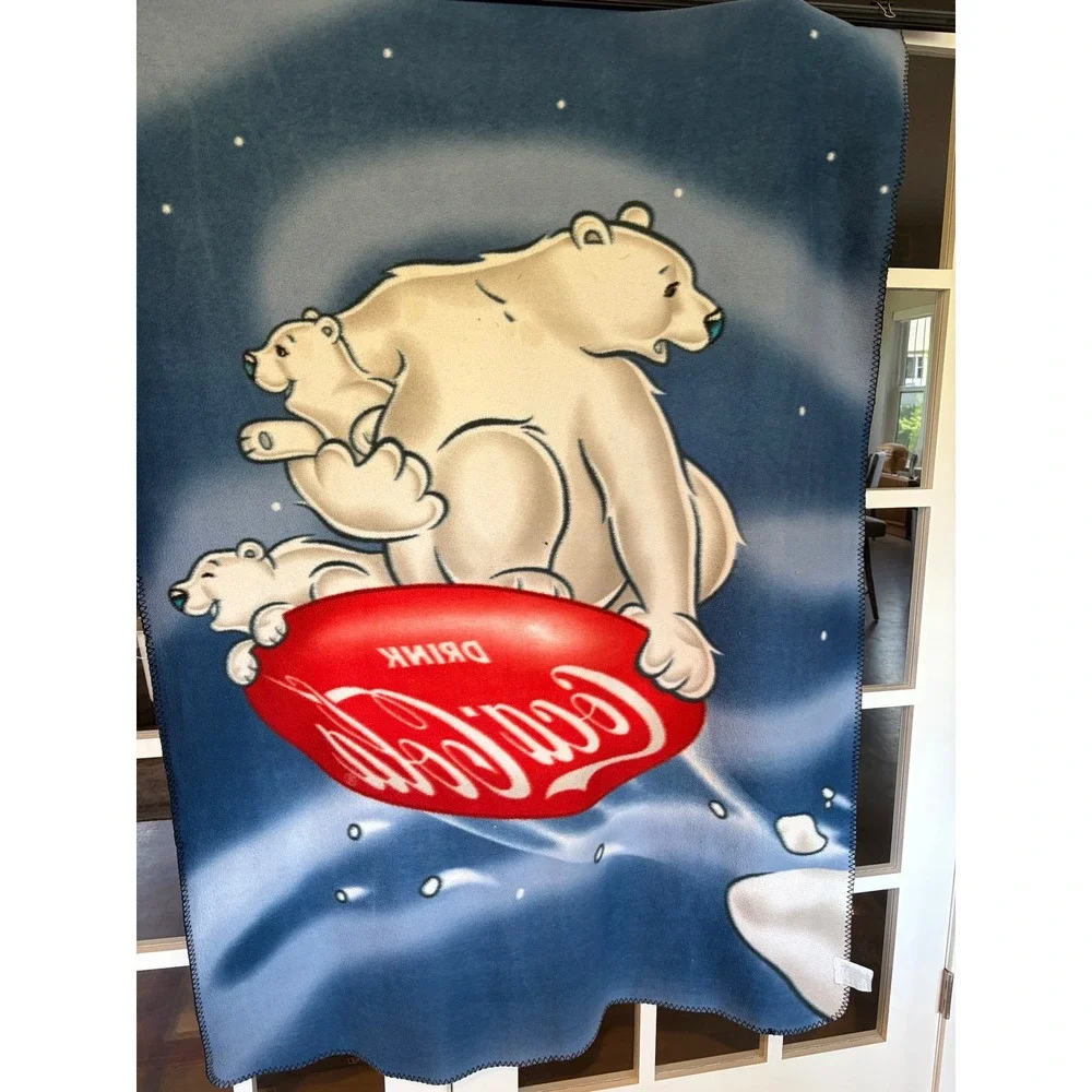 Vintage Coca-Cola Polar Bears Fleece Throw Blanket 63